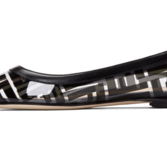 100% AUTHENTIC FENDI Colibri PVC Logo Pointed Toe Ballet Flat - Picture 2 of 5